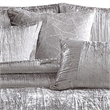 Benjara King Size 7 Piece Fabric Comforter Set with Crinkle Texture- Silver
