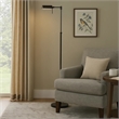 Benjara 10W LED Adjustable Metal Floor Lamp with Swing Arm- Black