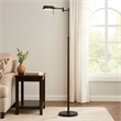 Benjara 10W LED Adjustable Metal Floor Lamp with Swing Arm- Black