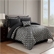 Benjara 6 Piece Polyester King Comforter Set with Geometric Print- Gray & Black