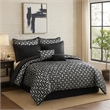Benjara 6 Piece Polyester King Comforter Set with Geometric Print- Gray & Black