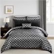 Benjara 6 Piece Polyester Queen Comforter Set with Geometric Print- Gray & Black