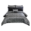 Benjara 6 Piece Polyester Queen Comforter Set with Geometric Print- Gray & Black