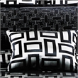 Benjara 6 Piece Polyester Queen Comforter Set with Geometric Print- Gray & Black