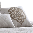 Benjara 9 Piece Queen Cotton Comforter Set with Textured Floral Print- Gray