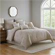 Benjara 9 Piece Queen Cotton Comforter Set with Textured Floral Print- Gray