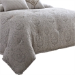 Benjara 9 Piece Queen Cotton Comforter Set with Textured Floral Print- Gray