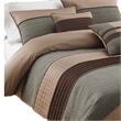 Benjara 7 Piece King Polyester Comforter Set with Pleats & Texture- Gray & Brown