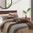 Benjara 7 Piece King Polyester Comforter Set with Pleats & Texture- Gray & Brown