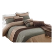 Benjara 7 Piece King Polyester Comforter Set with Pleats & Texture- Gray & Brown
