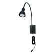 Benjara Metal Round Wall Reading Lamp with Plug In Switch- Black