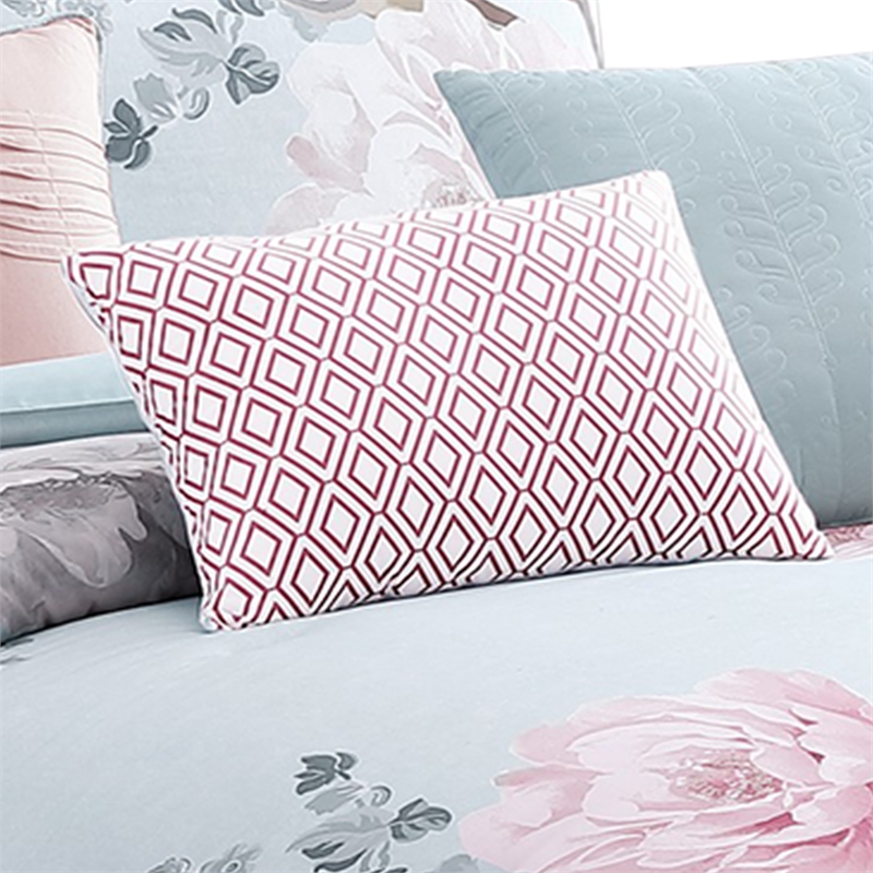 Benjara King Size 7 Piece Fabric Comforter Set with Floral Prints- Multicolor
