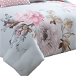 Benjara King Size 7 Piece Fabric Comforter Set with Floral Prints- Multicolor