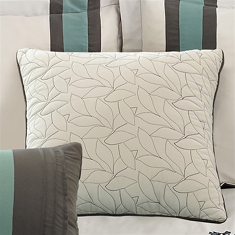 Benjara 8 Piece Queen Polyester Comforter Set with Floral Embroidery- Multicolor