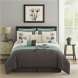 Benjara 8 Piece Queen Polyester Comforter Set with Floral Embroidery- Multicolor