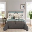 Benjara 8 Piece Queen Polyester Comforter Set with Floral Embroidery- Multicolor