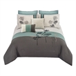Benjara 8 Piece Queen Polyester Comforter Set with Floral Embroidery- Multicolor