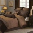 Benjara 9 Piece Queen Polyester Comforter Set with Paisley Pattern Design- Brown