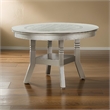 Benjara Round Wooden Dining Table with Glass Inserted Top- Champagne Silver
