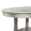 Benjara Round Wooden Dining Table with Glass Inserted Top- Champagne Silver