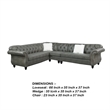 Benjara Leatherette 4 PC Sectional with Crystal Tufted Back & Rolled Arm- Gray