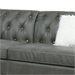 Benjara Leatherette 4 PC Sectional with Crystal Tufted Back & Rolled Arm- Gray