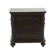 Benjara 30 Inches 3 Drawer Engraved Wooden Nightstand- Brown