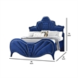 Benjara Velvet Upholstered Channel Tufted Queen Bed- Blue