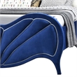 Benjara Velvet Upholstered Channel Tufted Queen Bed- Blue