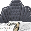Benjara Velvet Upholstered Channel Tufted Queen Bed- Gray