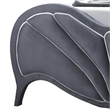 Benjara Velvet Upholstered Channel Tufted Queen Bed- Gray