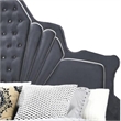 Benjara Velvet Upholstered Channel Tufted Queen Bed- Gray