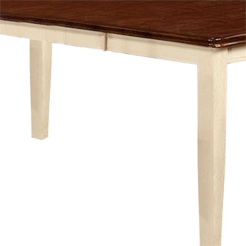 Benjara 78 Inches Dining Table with Leaf Extension- Brown and White