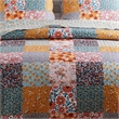 Benjara 2 Piece Twin Quilt Set with Floral Print- Multicolor