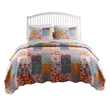 Benjara 2 Piece Twin Quilt Set with Floral Print- Multicolor