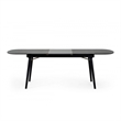 Benjara Obround Top Wooden Dining Table with Extendable Leaf- Charcoal Gray