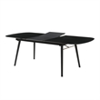 Benjara Obround Top Wooden Dining Table with Extendable Leaf- Charcoal Gray