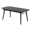Benjara Obround Top Wooden Dining Table with Extendable Leaf- Charcoal Gray