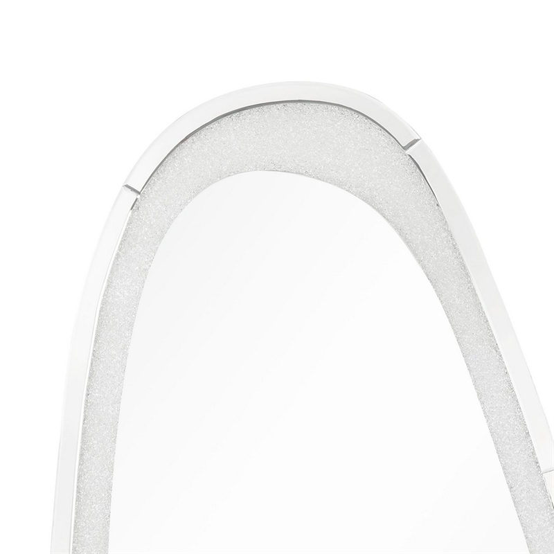 Benjara Irregular Beveled Wall Mirror with Touch Led- Silver