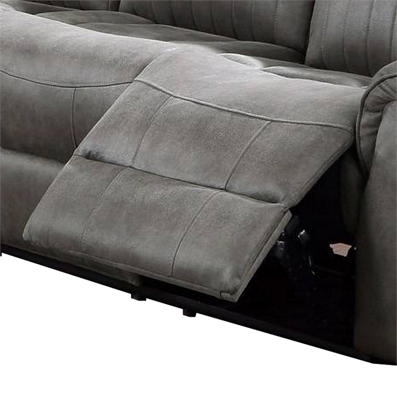 Benjara Fabric Manual Motion Sofa with Pillow Top Arms- Gray