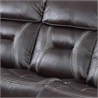 Benjara Leatherette Power Motion Sofa with Contrast Stitching- Dark Brown