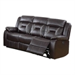 Benjara Leatherette Power Motion Sofa with Contrast Stitching- Dark Brown