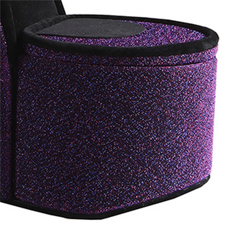 Benjara High Heel Shoe Jewelry Box with 3 Hooks and Storage- Purple