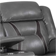 Benjara Contrast Stitched Leatherette Power Motion Loveseat with Console- Gray