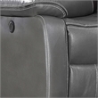 Benjara Contrast Stitched Leatherette Power Motion Loveseat with Console- Gray