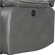 Benjara Leatherette Power Motion Sofa with Contrast Stitching- Gray
