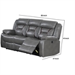 Benjara Leatherette Power Motion Sofa with Contrast Stitching- Gray