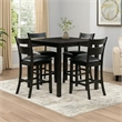 Benjara Rectangular Top Wooden Counter Height Table w/ Block Legs- Antique Black