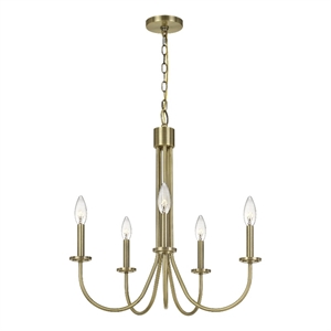 Benjara Metal Chandelier with 5 Candelabra Holders- Gold