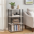 Benjara 4 Tier Design Bookshelf with Metal Tubular Legs- Antique White